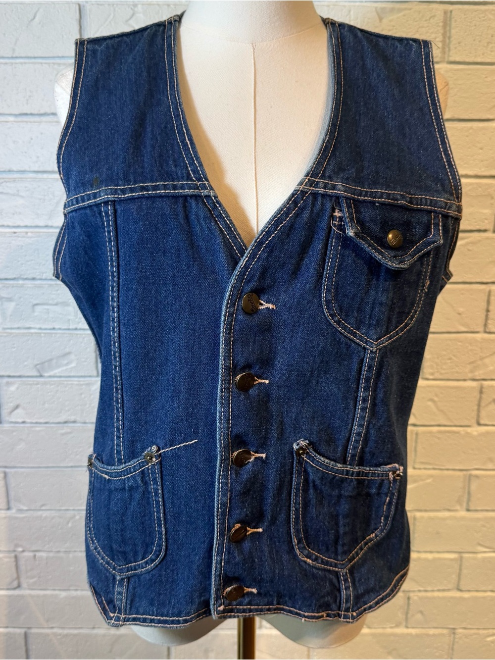 Vintage 90s 100% Cotton Denim Blue Jean Vest Womens M